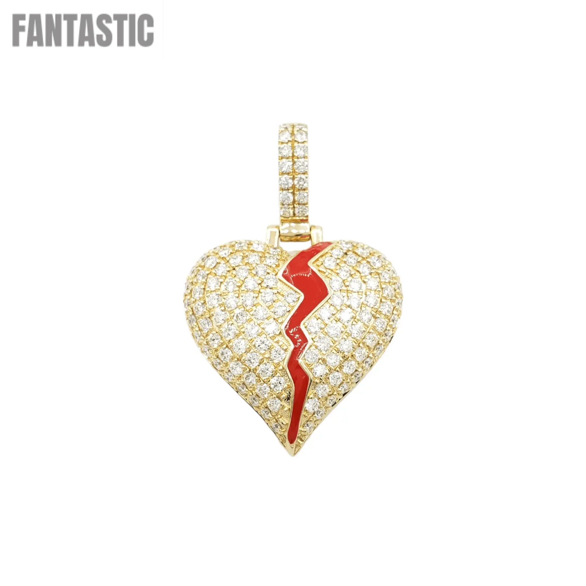 14k Diamond Broken Heart With 2.64 Carats Of Diamonds #21686 - Fantastic Jewelry NYC LLC
