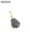 Buda de diamante de 14k con jade negro #19605