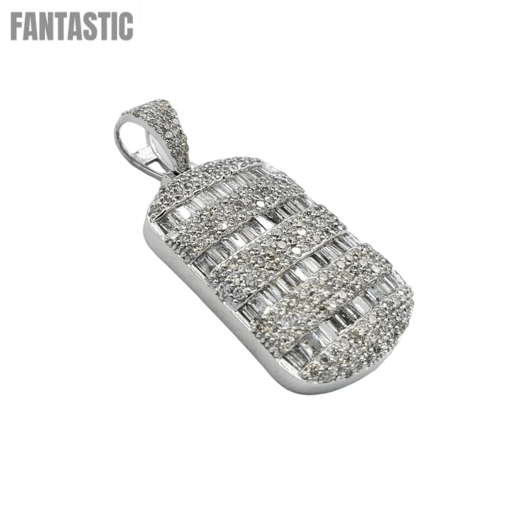 14k Diamond Dog Tag With 3.86 Carats Of Diamonds #24336 - Fantastic Jewelry NYC LLC