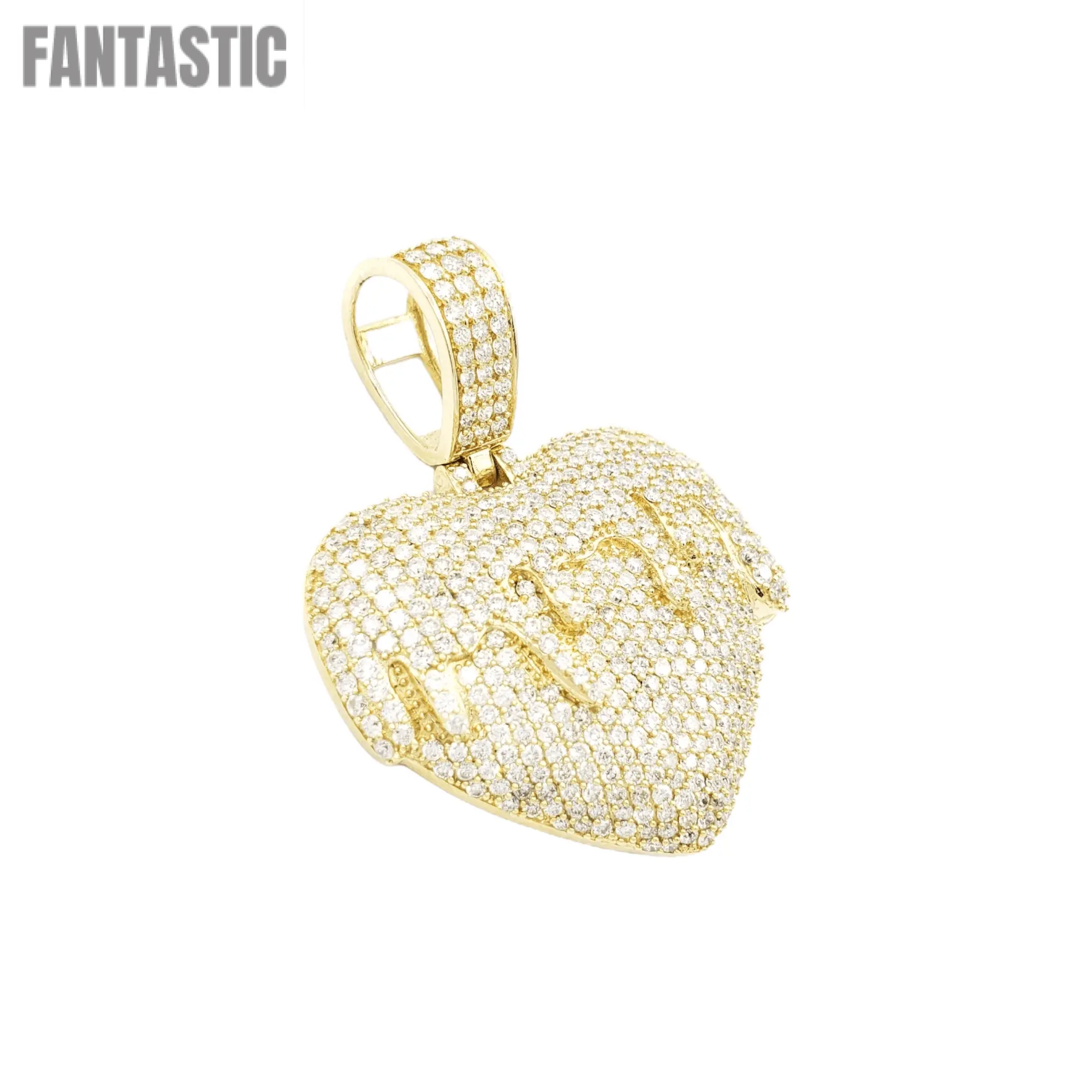 14K diamond drip heart pendant 4.69ct #15714