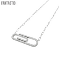 14K Diamond Paperclip Necklace #26942