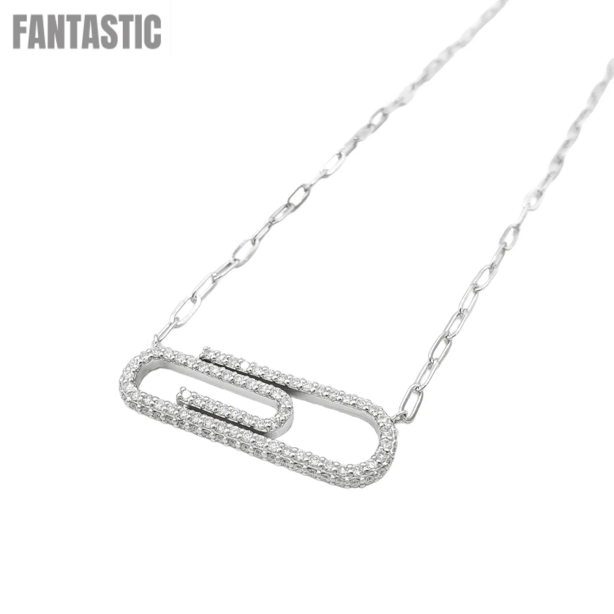 14k Diamond Paperclip  #26942 - Fantastic Jewelry NYC LLC