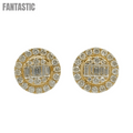 Pendientes de oro de 14k con diamantes talla baguette en círculo #25555