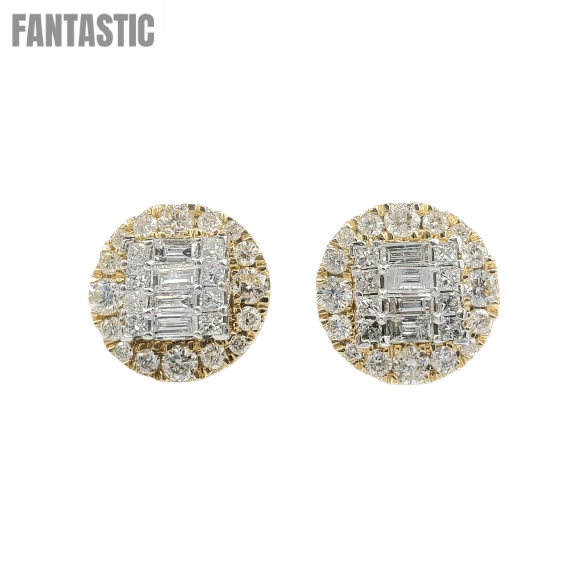 14K gold baguette diamond earrings 1.30ct #16523