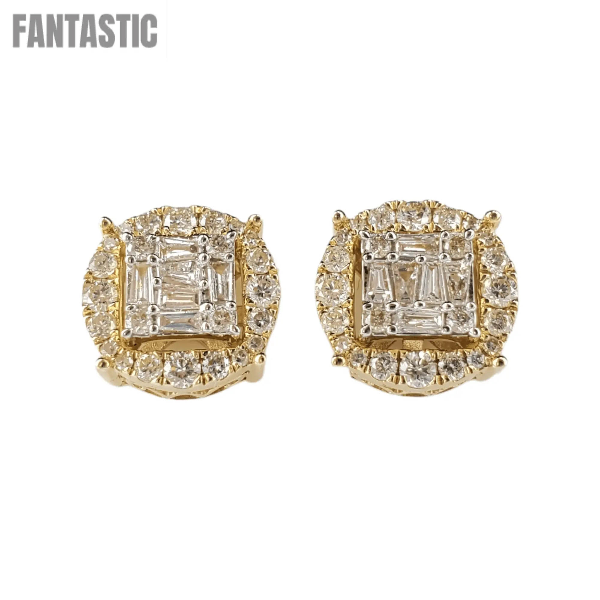 14K gold baguette diamond earrings 1.05ct #24825