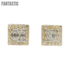 14k Gold Baguette Diamond Square Earrings #25479