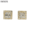 Pendientes Cuadrados de Oro de 14k con Diamantes Baguette #25479
