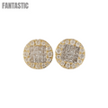 Pendientes de oro de 14k con círculo de diamantes #18712
