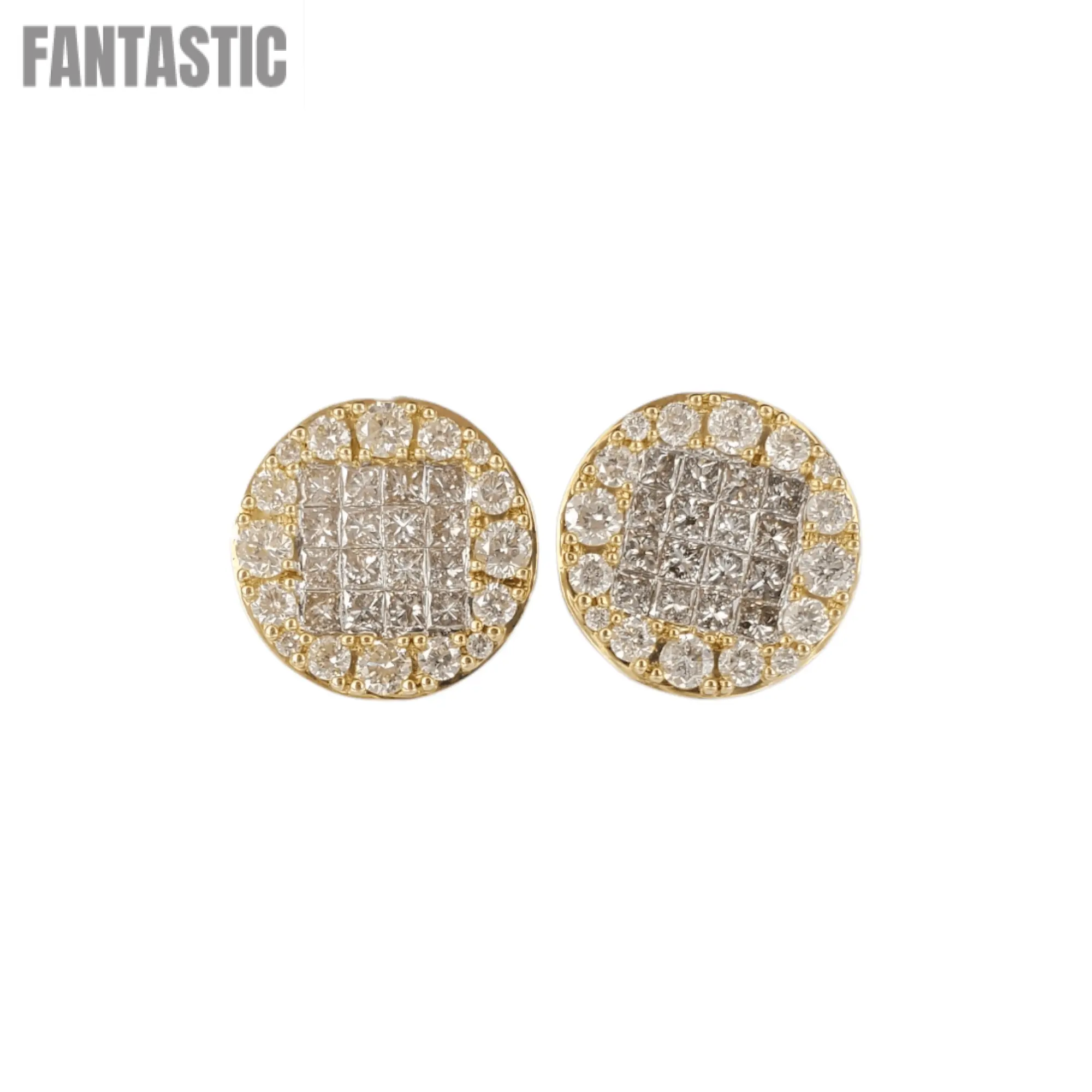 14K gold diamond circle earrings #18712
