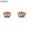 Pendientes de oro de 14k con diamantes circulares #25468