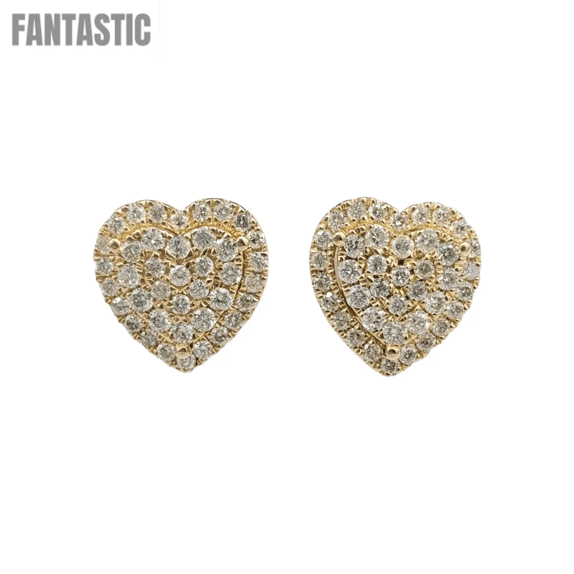 14k Gold Diamond Heart Earrings #17743 - Fantastic Jewelry NYC LLC