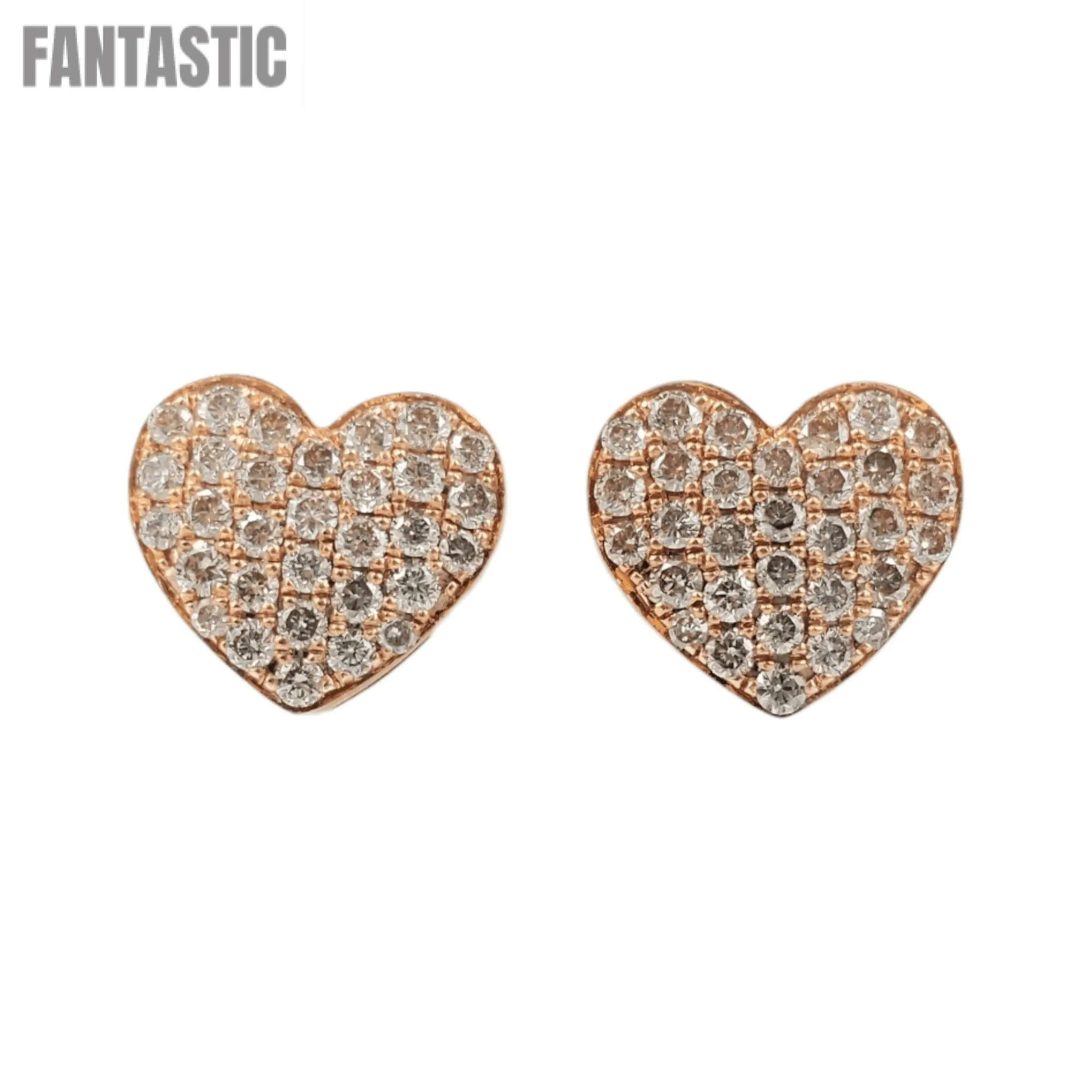 14k Gold Diamond Heart Earrings #24605 - Fantastic Jewelry NYC LLC