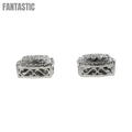 Pendientes Cuadrados de Oro de 14k con Diamantes #13083