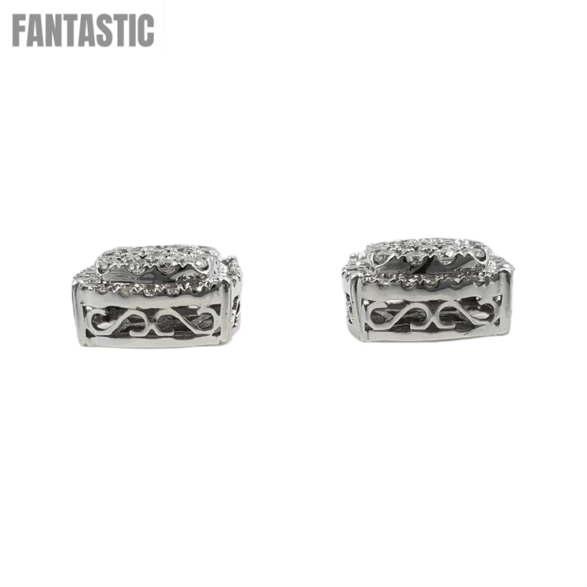 14k Gold Diamond Square Earrings #13083 - Fantastic Jewelry NYC LLC