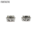 Pendientes cuadrados de oro de 14k con diamantes n.º 13830