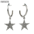 14k Gold Diamond Star Dangle Earrings #25809