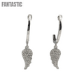 14K Gold Diamond Wing Dangle Earrings #25819
