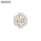 Anillo con signo de dólar de oro amarillo de 14K con diamantes naturales – vista frontal, 3,40 ct