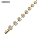 Pulsera de diamantes ovalados y baguette de oro de 14k #25740