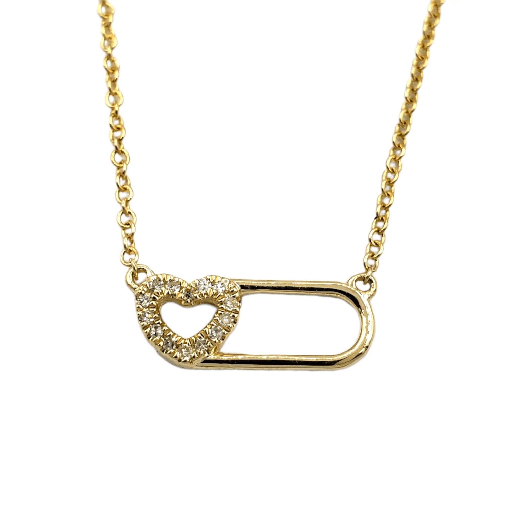 14k Paperclip With Diamond Heart #27043 - Fantastic Jewelry NYC LLC