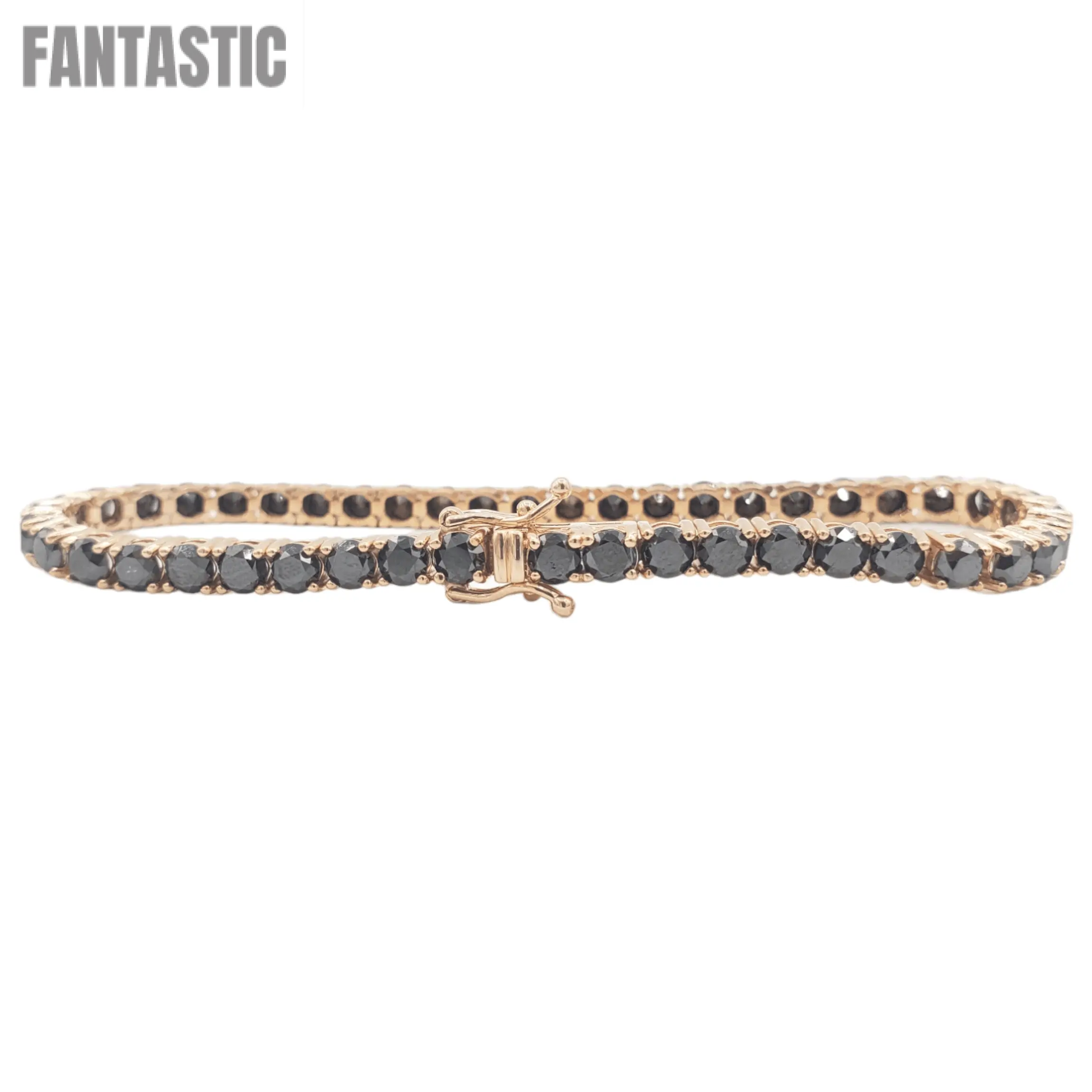 14k Rose Gold Black Diamond Tennis Bracelet #25897 - Fantastic Jewelry NYC LLC
