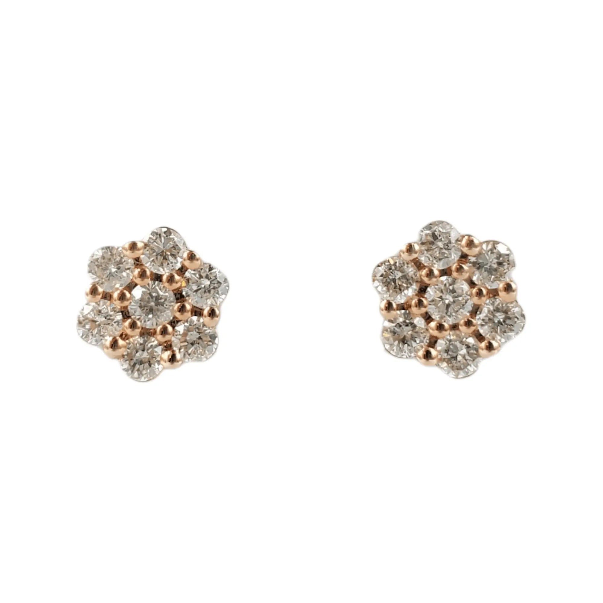 14k Rose Gold Diamond Flower Earrings #19263 - Fantastic Jewelry NYC LLC