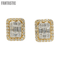 14K Yellow Gold Baguette Diamond Earrings #25560