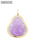 Buda de oro amarillo de 14k con diamante y jade morado #21060
