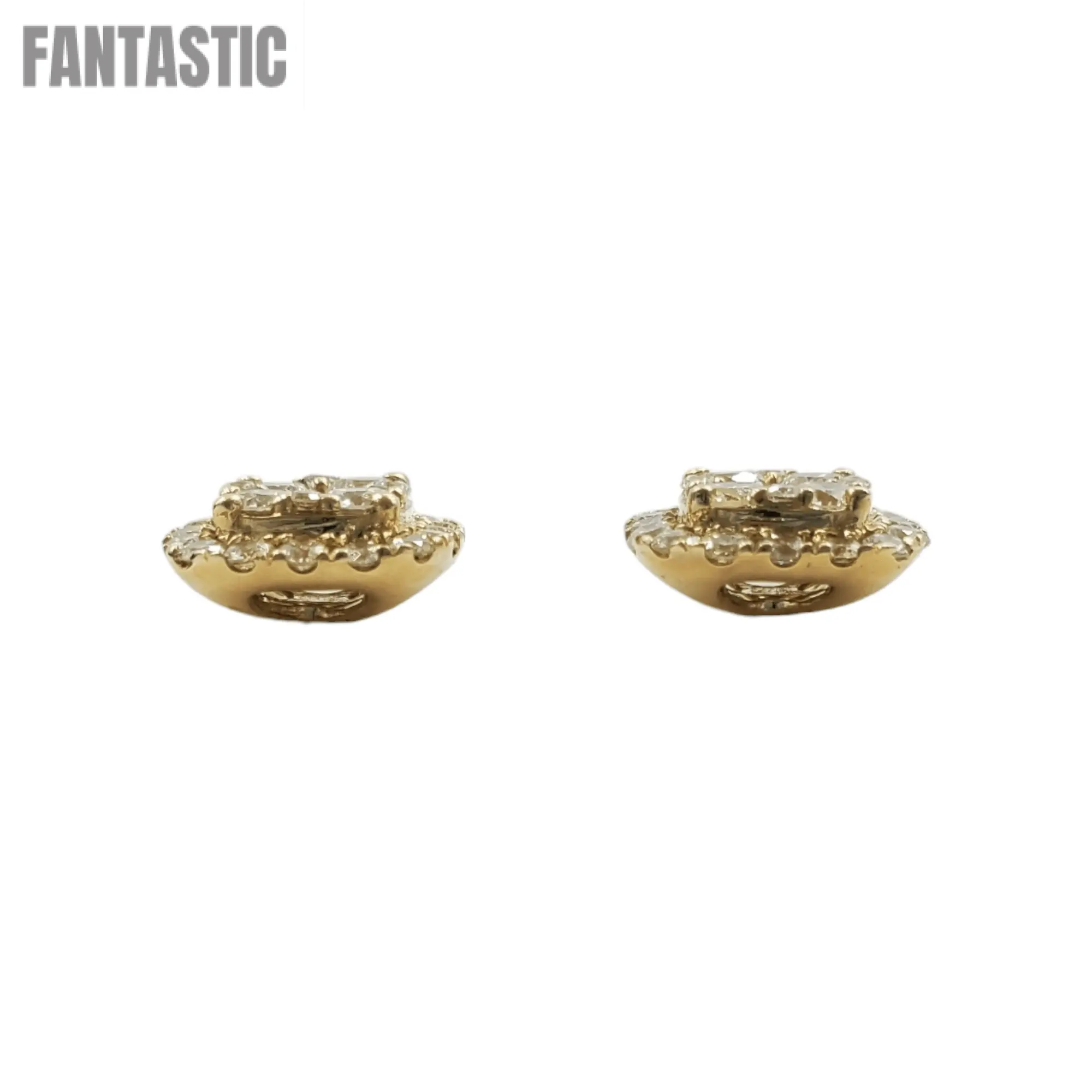 14k Yellow Gold Diamond Square Earrings #15803 - Fantastic Jewelry NYC LLC