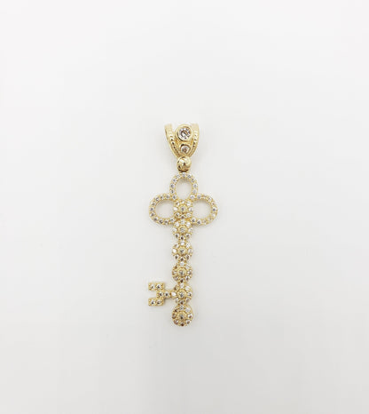 14K Gold- Clover Key Pendant