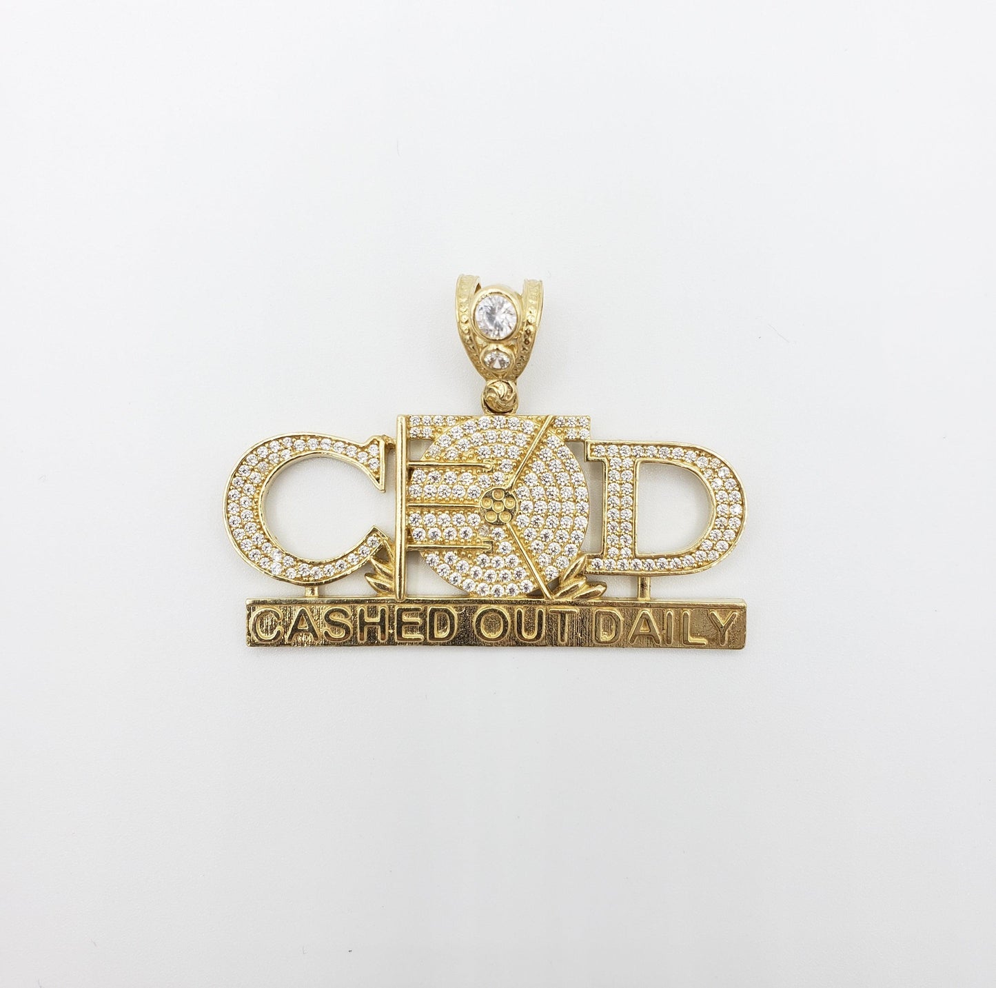 14K Gold- "CASHED OUT DAILY" Pendant