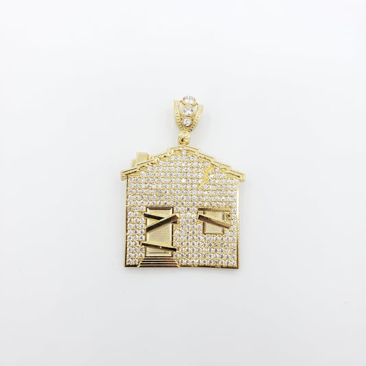 14K Gold- Trap House Pendant