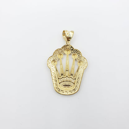 14K Gold- King Crown with Greek Trim Pendant