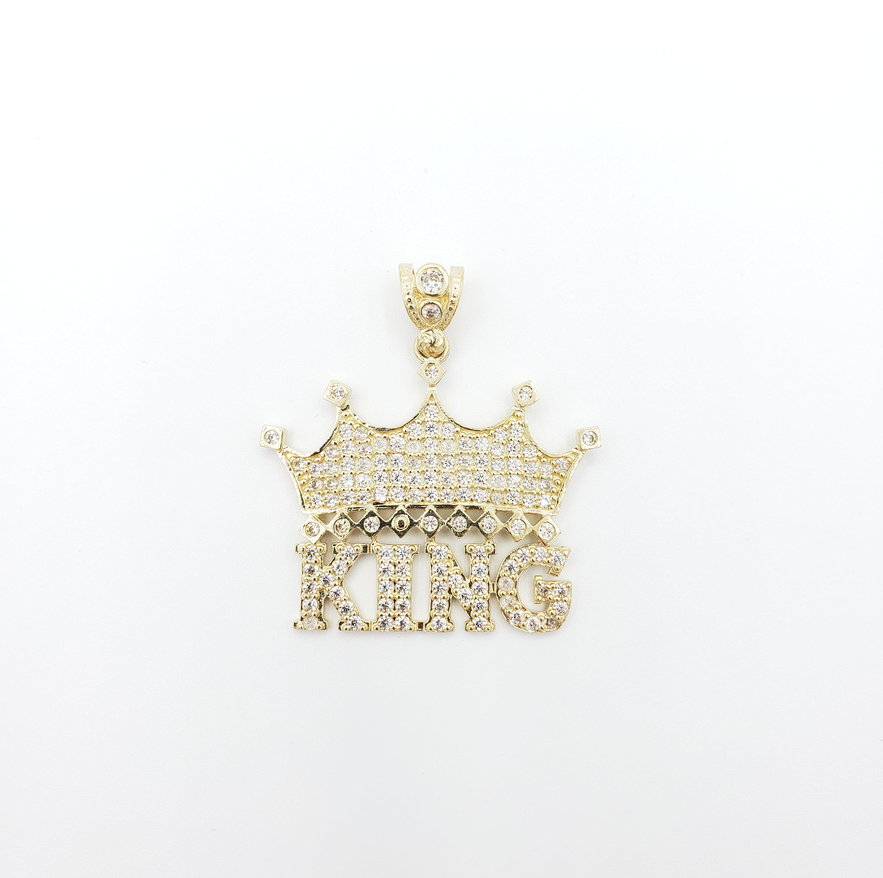 14K Gold- CZ "King" Crown Pendant Fantastic Jewelry NYC