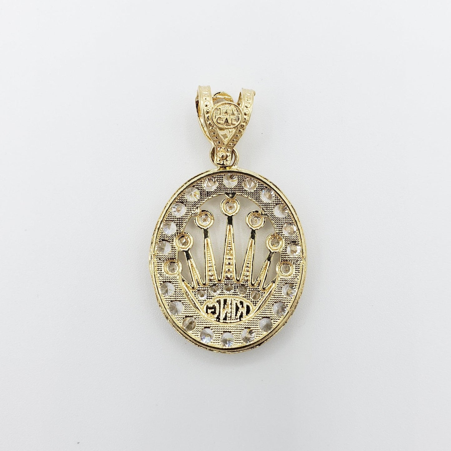 14K Gold- "King" Crown with CZ Trim Pendant