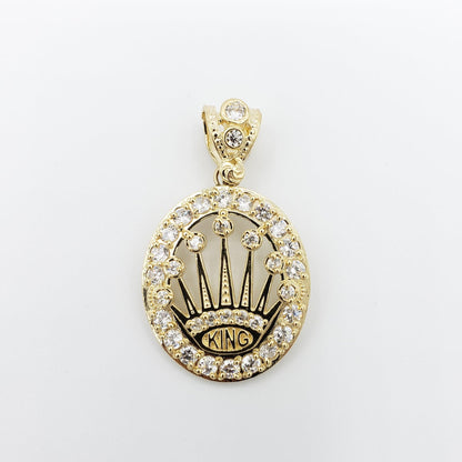 14K Gold- "King" Crown with CZ Trim Pendant