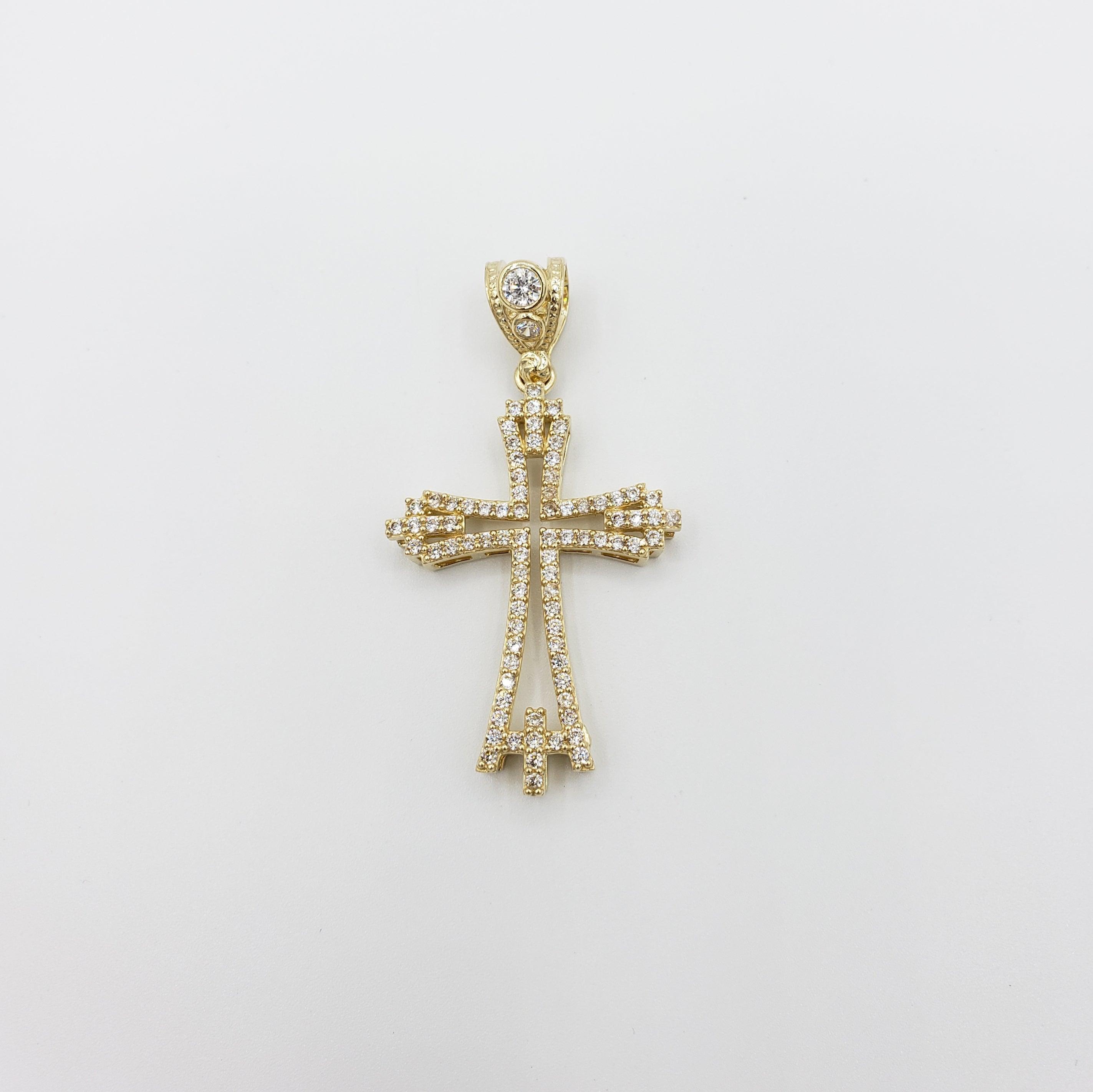 14K Gold- Curved Cross Pendant Fantastic Jewelry NYC