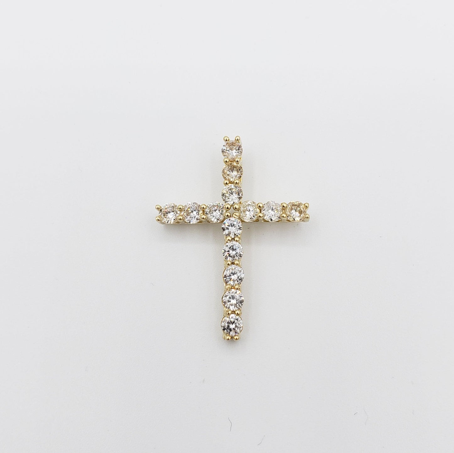 14K Gold- Single Row Cross Pendant