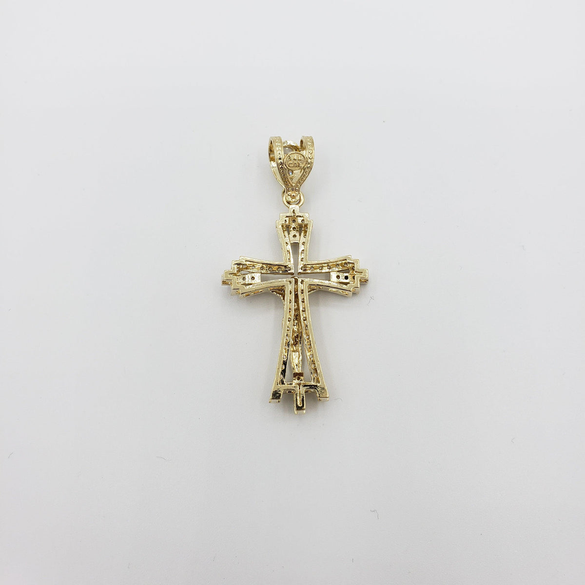 14K Gold- Jesus Curved Cross Pendant Fantastic Jewelry NYC