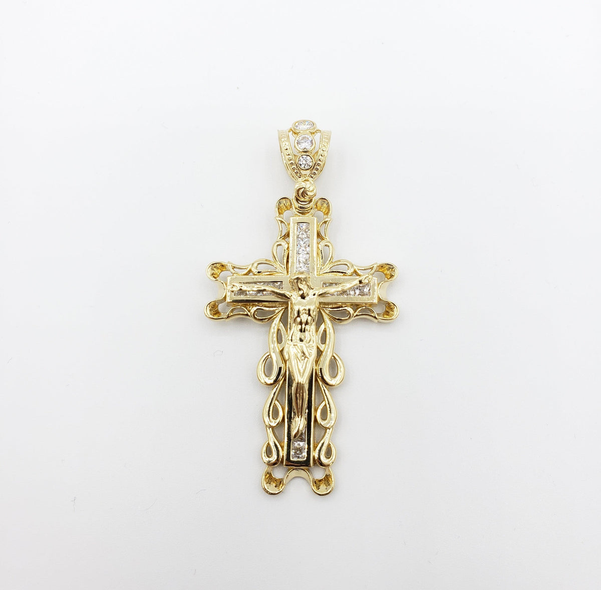 14K Gold- Jesus Vine Cross Pendant Fantastic Jewelry NYC