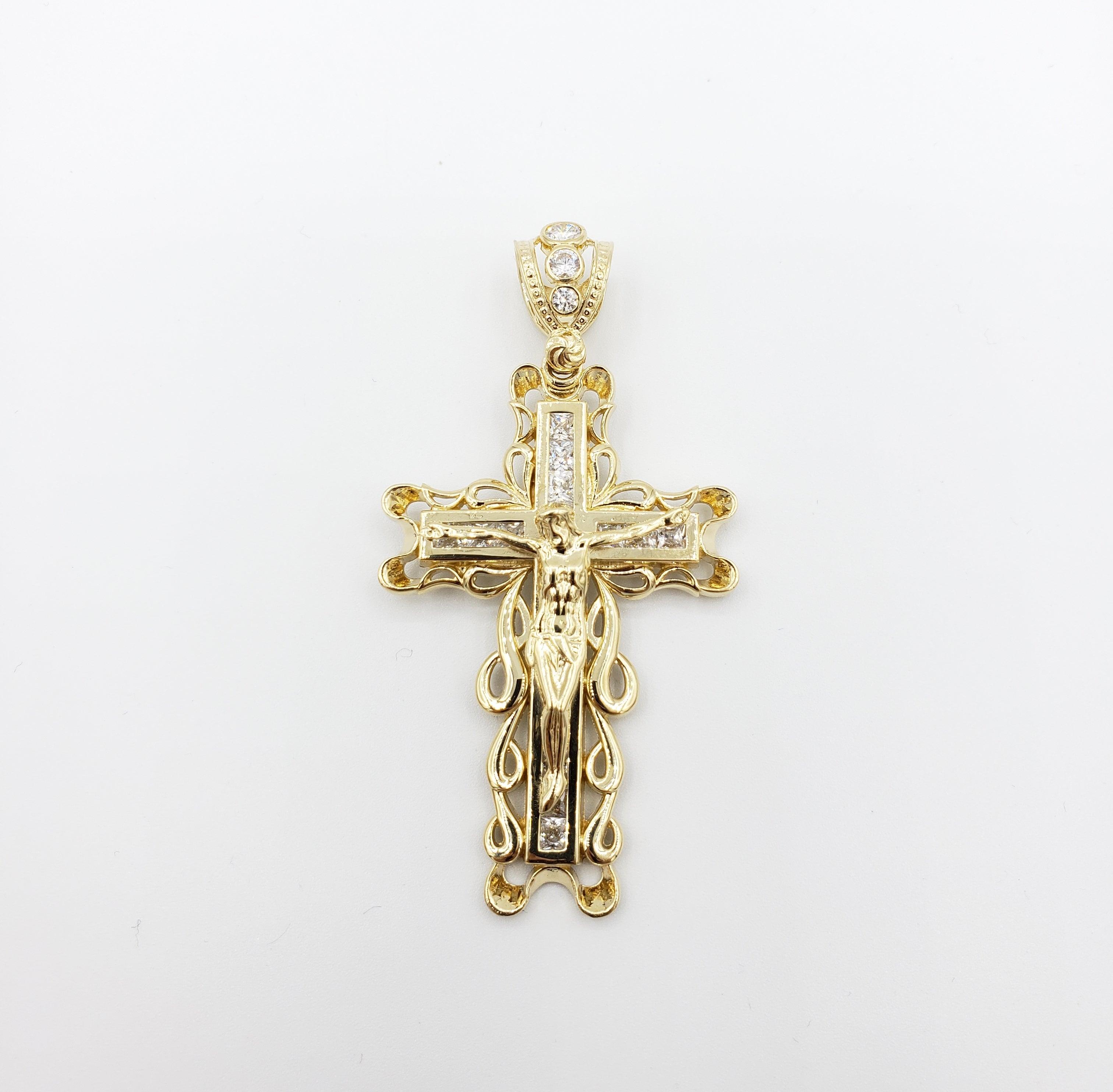 14K Gold- Jesus Vine Cross Pendant Fantastic Jewelry NYC