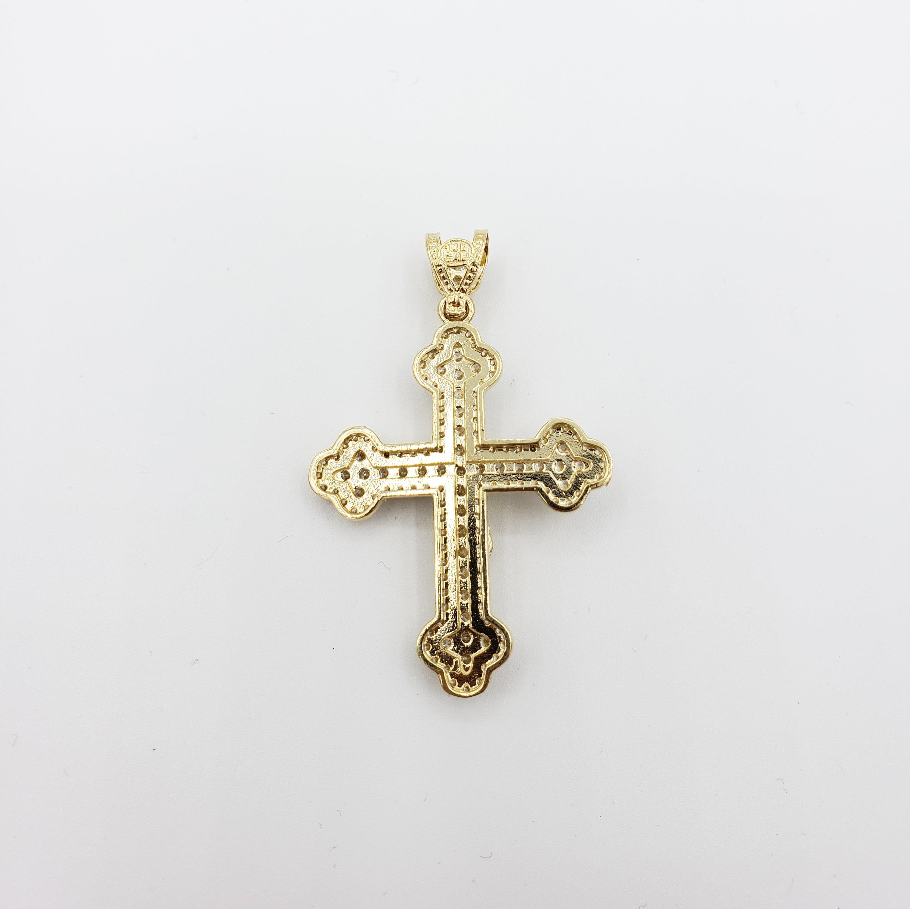 14K Gold- Jesus Clover Cross Pendant Fantastic Jewelry NYC