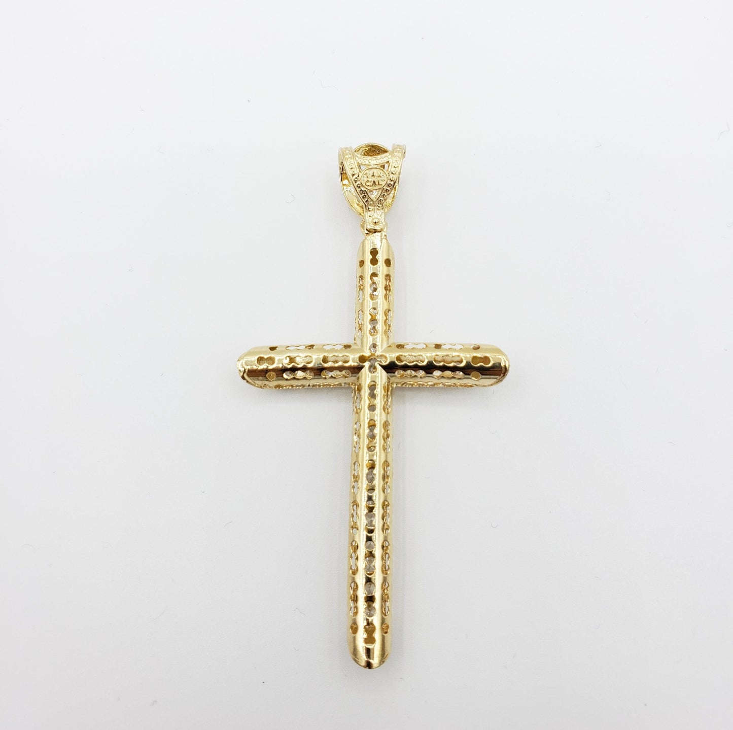 14K Gold- CZ Bubble Cross Pendant