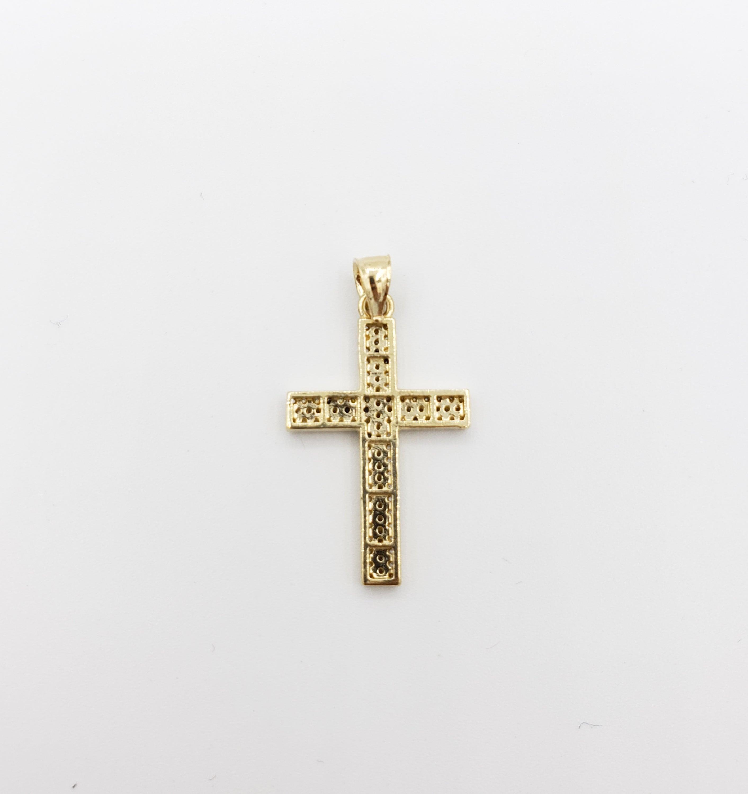 14K Gold- Pave Cross Pendant Fantastic Jewelry NYC