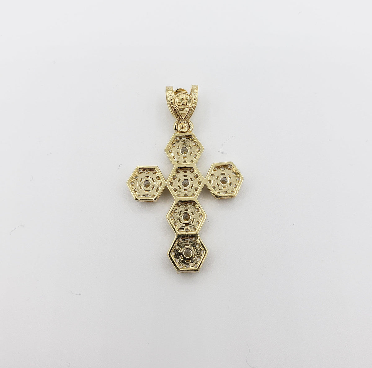 14K Gold- Hexagon Cross Pendant Fantastic Jewelry NYC