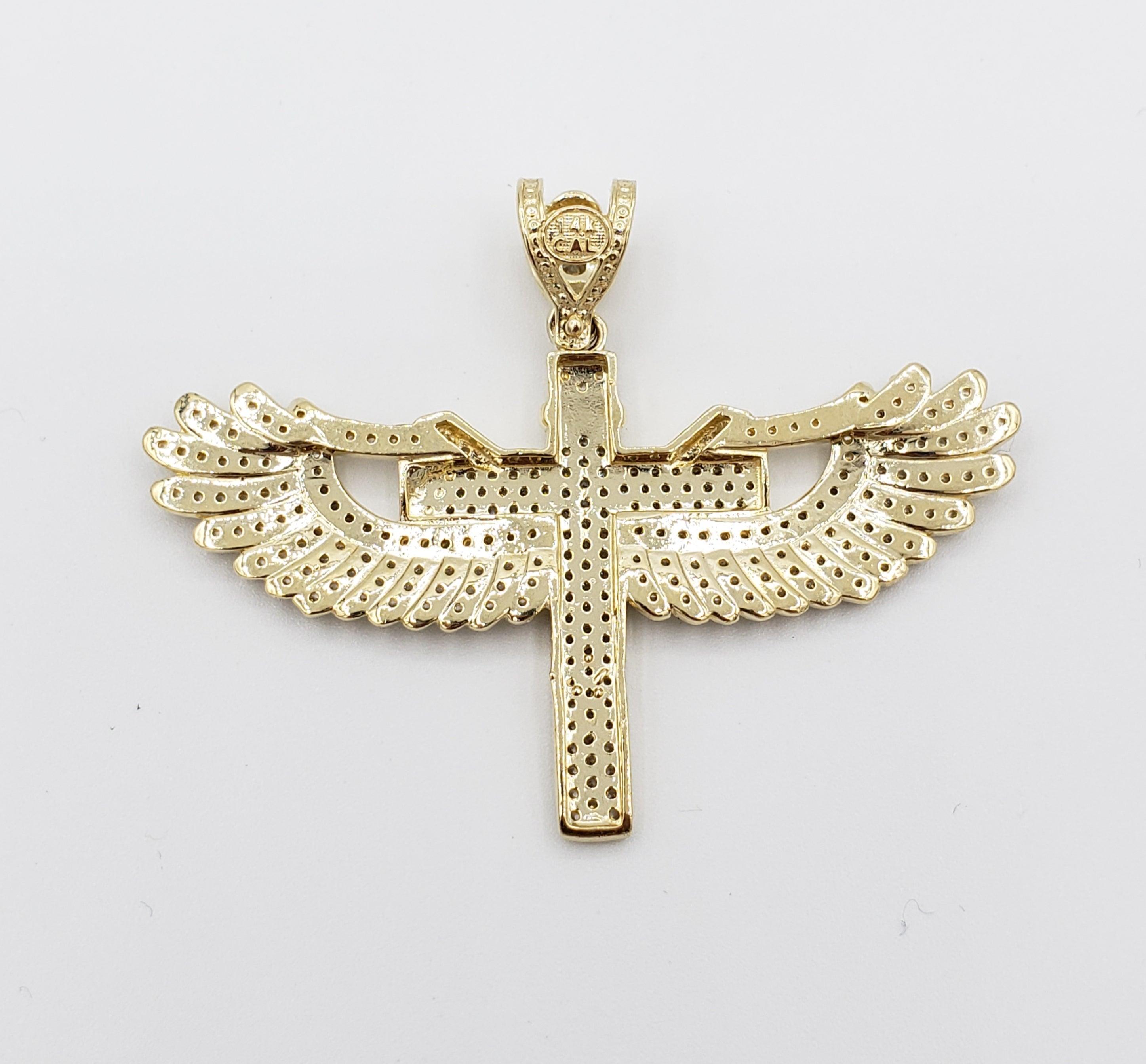 14K Gold- Angel Wing Cross Pendant Fantastic Jewelry NYC