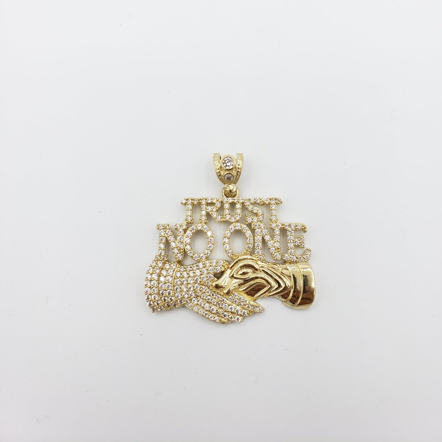 14K Gold- "TRUST NO ONE" Pendant Fantastic Jewelry NYC