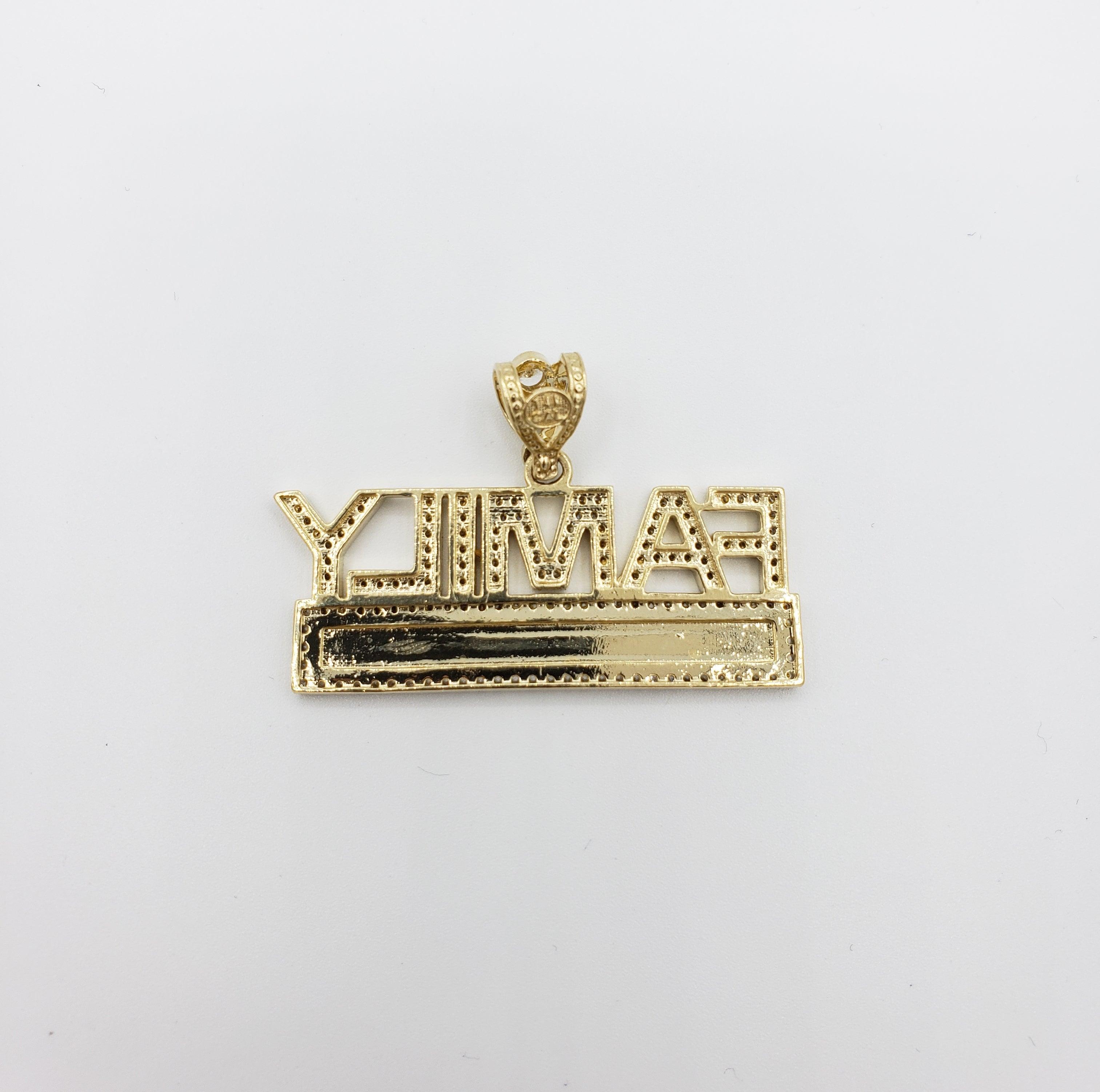 14K Gold- "FAMILY" Engravable Pendant Fantastic Jewelry NYC