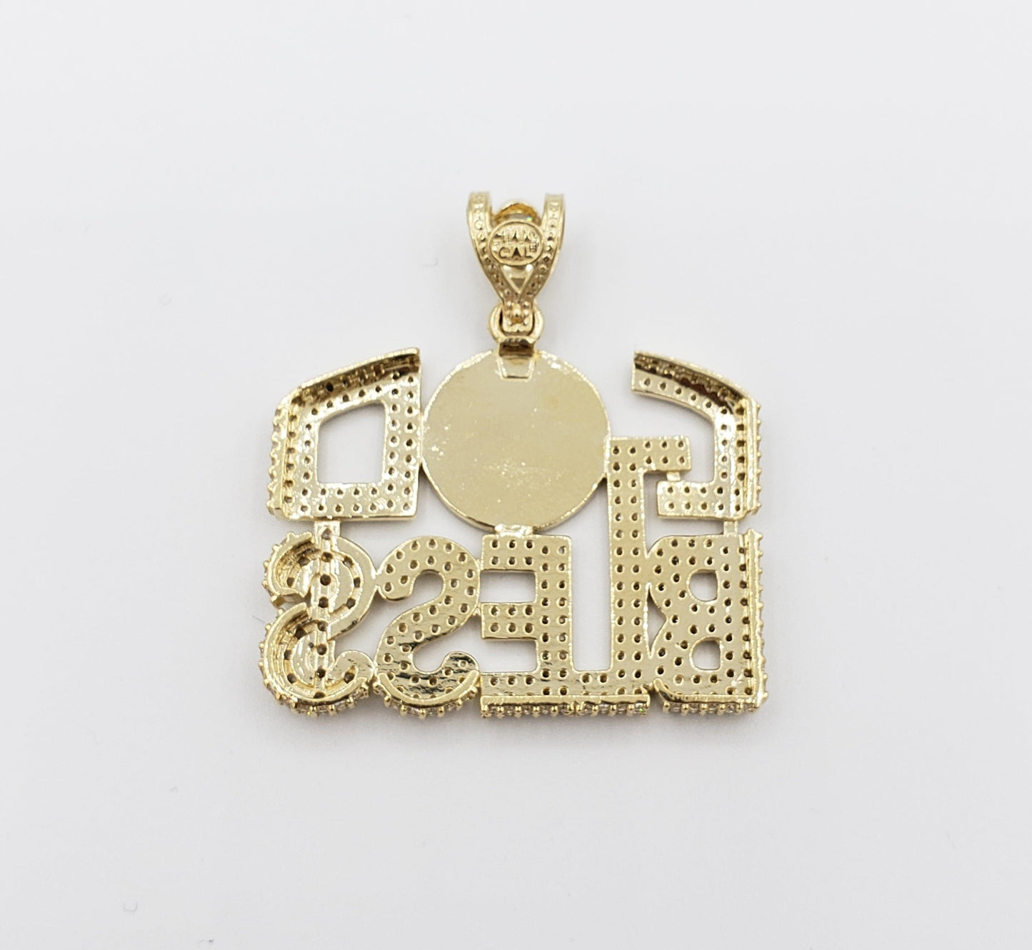 14K Gold- "GOD BLESS" Pendant