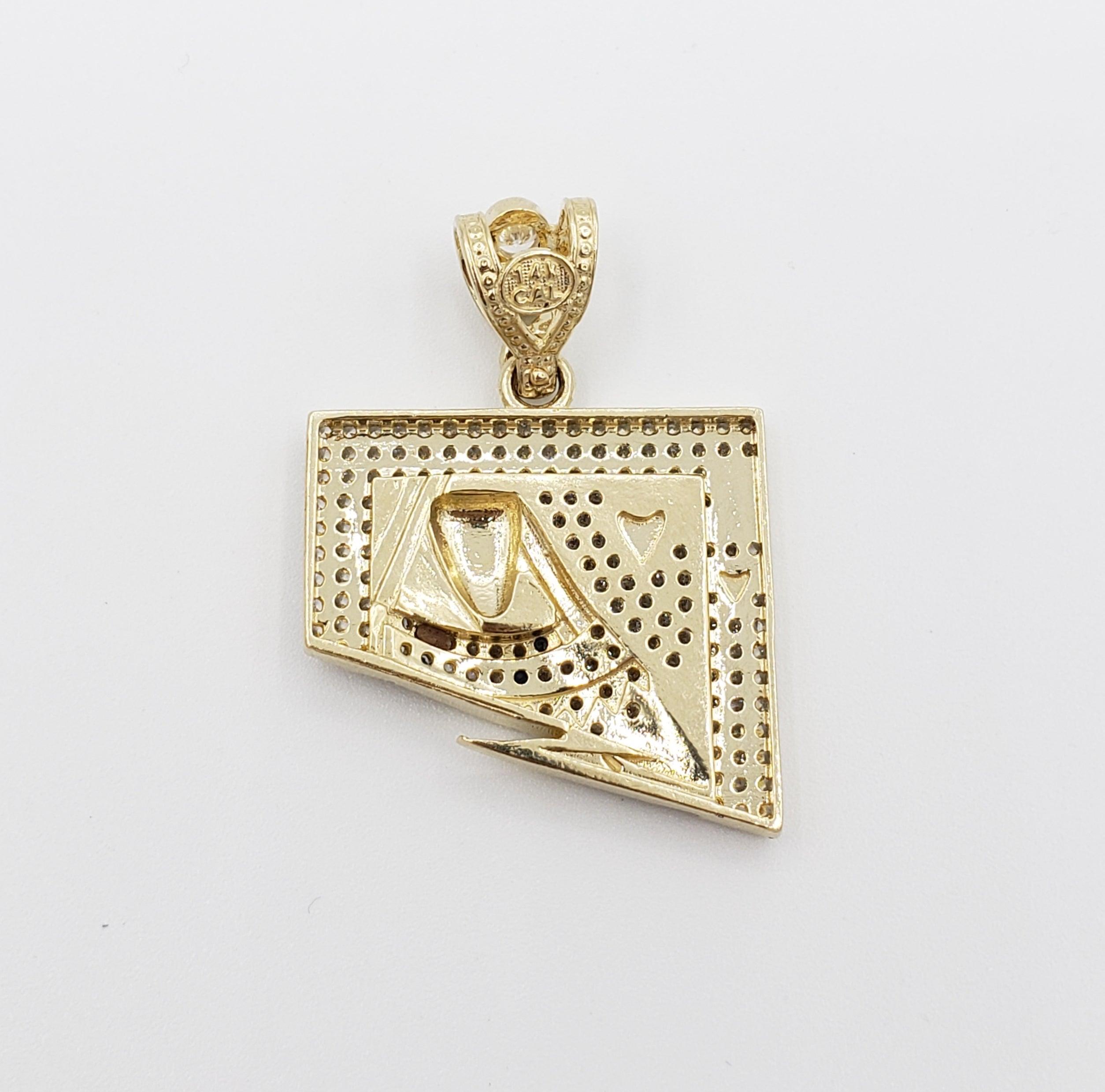 14K Gold- Queen Card Pendant Fantastic Jewelry NYC